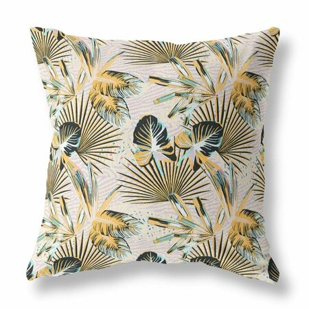 PALACEDESIGNS 20 in. Tropical Indoor & Outdoor Throw Pillow Yellow Black & Pink PA3091809